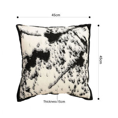 SOGA 45cm Light Vintage Leopard Print Black & White Ink Splatter Wide-Edge SquareThrow Pillow