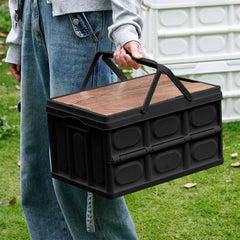 SOGA 2X 34.5 cm 18L Black Car & Camping Foldable Storage Box Crate Stackable Container with Handle