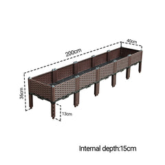 SOGA 200cm Raised Planter Box Vegetable Herb Flower Outdoor Plastic Plants Garden Bed with Legs