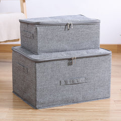 SOGA 2X Grey Large Portable Double Zipper Storage Box Moisture Proof Clothes Basket Foldable Home Organiser