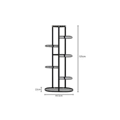 SOGA 7 Tier 8 Pots Black Metal Plant Rack Flowerpot Storage Display Stand Holder Home Garden Decor