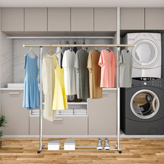 SOGA 180cm Stainless Steel Floor-Standing Clothes Rack - Durable and Space-Saving Laundry Organizer