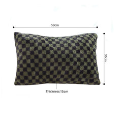 SOGA 30cm Urban Light Luxury Dark Green Checkered Lumbar Throw Pillow