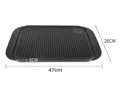 SOGA 2X 47cm Cast Iron Ridged Griddle Hot Plate Grill Pan BBQ Stovetop