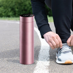 SOGA 500ML Stainless Steel Smart LCD Thermometer Display Bottle Vacuum Flask Thermos Rose Gold