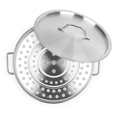 SOGA 33L Stainless Steel Stock Pot with Two Steamer Rack Insert Stockpot Tray