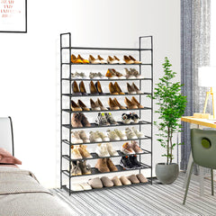 SOGA 2X 10 Tier Shoe Storage Shelf Space-Saving Caddy Rack Organiser with Handle