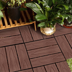 SOGA 2X 11 pcs Dark Chocolate DIY Wooden Composite Decking Tiles Garden Outdoor Backyard Flooring Home Decor