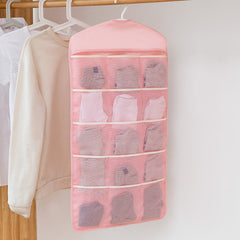 SOGA 2X Pink Double Sided Hanging Storage Bag Underwear Bra Socks Mesh Pocket Hanger Home Organiser