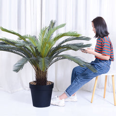 SOGA 4X 125cm Artificial Indoor Cycas Revoluta Cycad Sago Palm Fake Decoration Tree Pot Plant