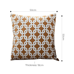 SOGA 50cm Brown Checkered Chain Jacquard Square Pillow Decorative Cushion for Home Deco