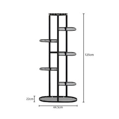 SOGA 2X 7 Tier 8 Pots Black Metal Plant Rack Flowerpot Storage Display Stand Holder Home Garden Decor