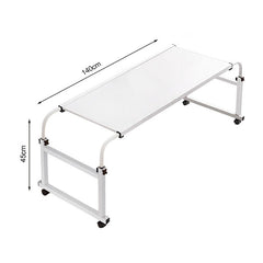 SOGA 120x45cm White Cross Bed Movable Desk Table w/ Adjustable Length & Height