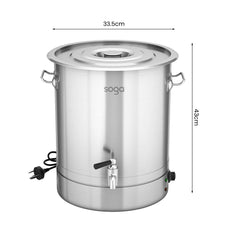 SOGA 2X 21L Stainless Steel URN Commercial Water Boiler  2200W