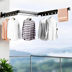 SOGA 2X 127.5cm Wall-Mounted Clothing Dry Rack Retractable Space-Saving Foldable Hanger