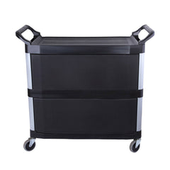 SOGA 2X 3 Tier Covered Food Trolley Food Waste Cart Storage Mechanic Kitchen Black