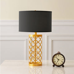 SOGA 4X Golden Hollowed Out Base Table Lamp with Dark Shade