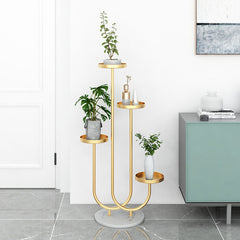 SOGA 2X U Shaped Plant Stand Round Flower Pot Tray Living Room Balcony Display Gold Metal Decorative Shelf