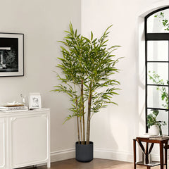 SOGA 150cm Lucky Bamboo Tree Bambusa Vulgaris Artificial Plant w/ 7 Branches Home Accent Decor