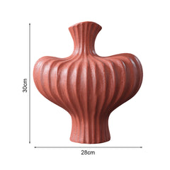 SOGA 28X30cm Ornament Large Matte Red Vases Countertop Decoration Accessories Porch Crafts Home Decor