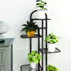 SOGA 8 Tier 9 Pots Black Metal Plant Stand Flowerpot Display Shelf Rack Indoor Home Office Decor