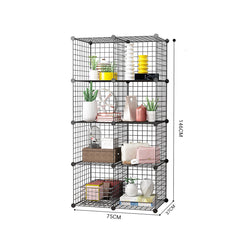 SOGA 2X Black Portable 8-Cube Storage Organiser Foldable DIY Modular Grid Space Saving Shelf