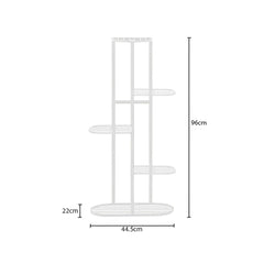 SOGA 2X 5 Tier 6 Pots White Metal Plant Rack Flowerpot Storage Display Stand Holder Home Garden Decor