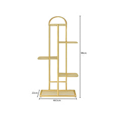 SOGA 2X 5 Tier 6 Pots Gold Metal Plant Stand Flowerpot Display Shelf Rack Indoor Home Office Decor