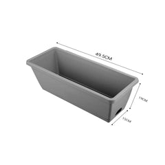 SOGA 49.5cm Gray Rectangular Planter Vegetable Herb Flower Outdoor Plastic Box with Holder Balcony Garden Decor Set of 4