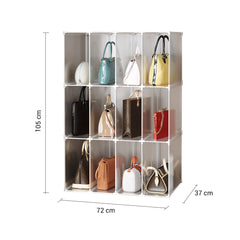 SOGA 2X 3 Tier Multifunctional PP Plastic Bag Box Portable Cubby DIY Storage Shelves Stackable Handbag Purse Organiser