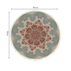 SOGA 2X 90cm Mandala Round Rug Boho Design Hippie Area Rug Anti-slip Doormat Home Decor