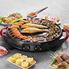 SOGA 2 in 1 Electric Stone Coated Grill Plate Steamboat Two Division Hotpot