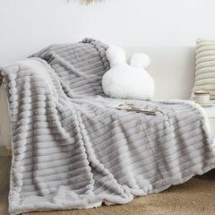 SOGA 150x200cm Throw Blanket Smoke Gray Premium Milk Velvet Luxuriously Soft Cozy Bedding