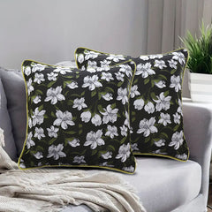 SOGA 45cm Subtle Foliage Green Pillow Subtle Orchid Blossom Square Throw Pillow