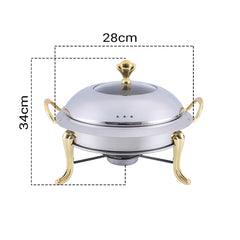 SOGA 2X Stainless Steel Gold Accents Round Buffet Chafing Dish Cater Food Warmer Chafer with Glass Top Lid