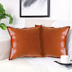 SOGA 45cm Light Luxury Urban Simulated Leather Wide Edge Throw Pillow