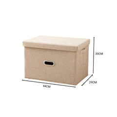 SOGA 2X Beige Large Foldable Canvas Storage Box Cube Clothes Basket Organiser Home Decorative Box