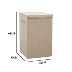 SOGA Beige Large Collapsible Laundry Hamper Storage Box Foldable Canvas Basket Home Organiser Decor