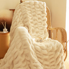 SOGA 150x200cm Throw Blanket White Double Layer Rabbit Fur Cozy Comfort with Stylish Decor