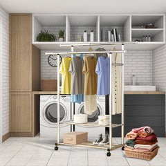 SOGA 2X 120cm Stainless Steel Floor-Standing Clothes Rack - Durable and Space-Saving Laundry Organizer