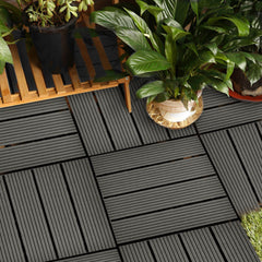 SOGA 2X 11 pcs Grey DIY Wooden Composite Decking Tiles Garden Outdoor Backyard Flooring Home Decor