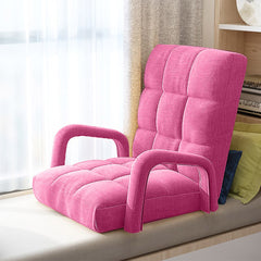 SOGA Foldable Lounge Cushion Adjustable Floor Lazy Recliner Chair with Armrest Pink