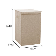 SOGA 2X Beige Medium Collapsible Laundry Hamper Storage Box Foldable Canvas Basket Home Organiser Decor