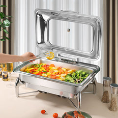 SOGA 2X Stainless Steel Rectangular Chafing Dish Tray Buffet Cater Food Warmer Chafer with Top Lid