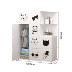 SOGA 10 Cubes White Portable Wardrobe Divide-Grid Modular Storage Organiser Foldable Closet with Doors