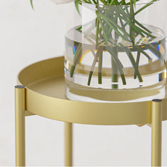 SOGA 4X 2 Layer 80cm Gold Metal Plant Stand Flower Pot Holder Corner Shelving Rack Indoor Display