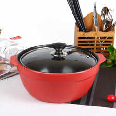 3.5L Ceramic Casserole Stew Cooking Pot with Glass Lid Yellow