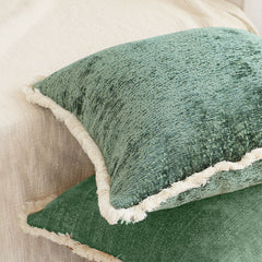 SOGA 45cm Jade Green Home aesthetic chenille texture tassel square Throw Pillow