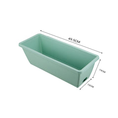 SOGA 49.5cm Green Rectangular Planter Vegetable Herb Flower Outdoor Plastic Box with Holder Balcony Garden Decor Set of 4