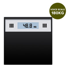 SOGA 180kg Electronic Talking Scale Weight Fitness Glass Bathroom Scale LCD Display Stainless